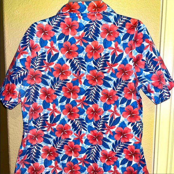 Red, White, and Blue Hawaiian Shirt; Can Be Unisex Size S/M - Picture 3 of 3